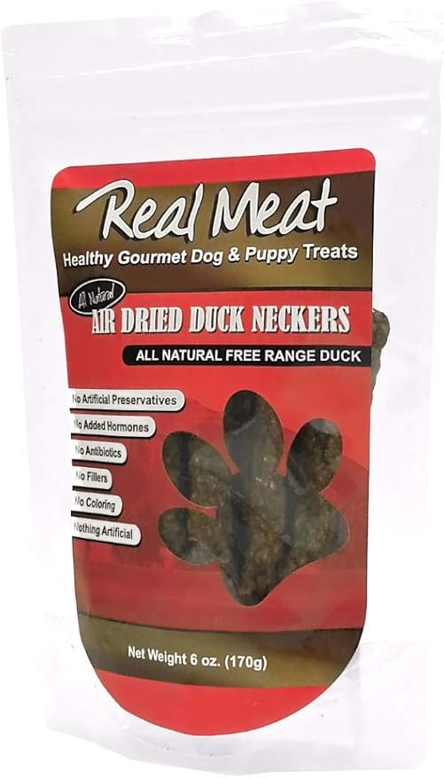 Real Meat Dog Treats Duck Neckers - 6oz Bag of 6-Inch USA-Made Air-Dried Duck Necks for Dogs - Ground Neck & Bones Duck Dog Treats Sourced from All-Natural, Free-Range Duck - Dog Duck Treats