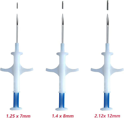 Microchip ID Bioglass Transponder Tag Injectable with Sharp Needle 5 Pack Mini Size 1.25X7 MM for Dogs Cats Hamster Small Fish Bird Snake Kitty and Little Animals with 15 Digit Numbers