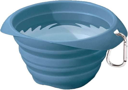 Kurgo Collaps-A-Bowl for Dogs, Collapsible Travel Dog Bowl, Pet Food & Hiking Water Bowl, Food Grade Bowl for Dogs, Travel Accessories for Pets, includes Carabiner (24 oz, Blue)