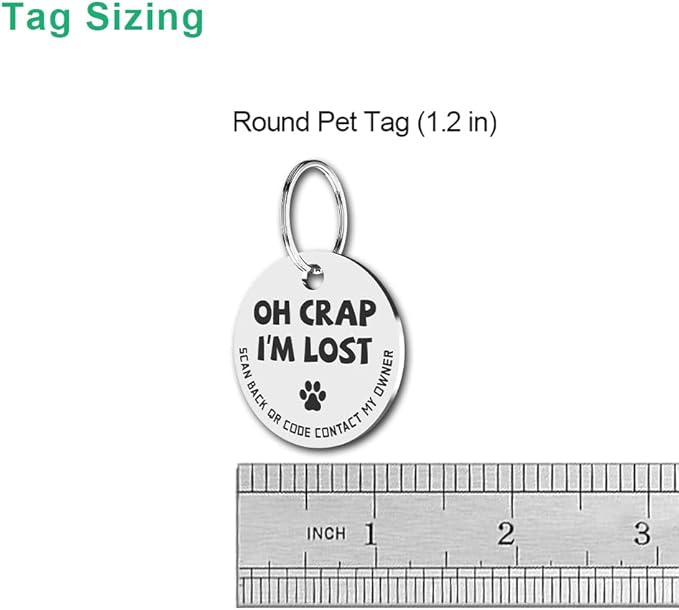 MYLUCKYTAG Stainless Steel QR Code Pet ID Tags Dog Tags - Pet Online Profile - Scan QR Receive Instant Pet Location Alert Email