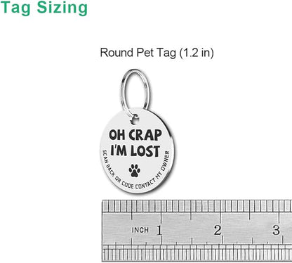 MYLUCKYTAG Stainless Steel QR Code Pet ID Tags Dog Tags - Pet Online Profile - Scan QR Receive Instant Pet Location Alert Email