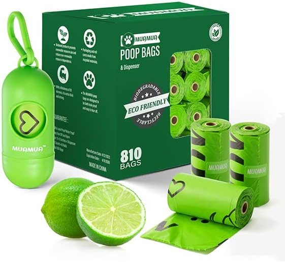 Biodegradable Dog Poop Bags, 810 Count, Silky Smooth, Large Size, Convenient and Mess-Free, Eco-Friendly and Sustainable, Comprehensive Cleanup, Easy to Use, Heavy-Duty