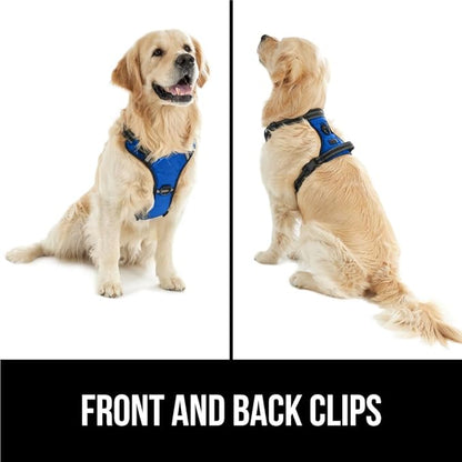 Gorilla Grip No Pull Comfortable Durable Dog Harness with Handle, Pet Leash Clips on Chest or Back for Walking, Padded Mesh Pets Vest, Adjustable Reflective Straps, Puppy Training, Blue