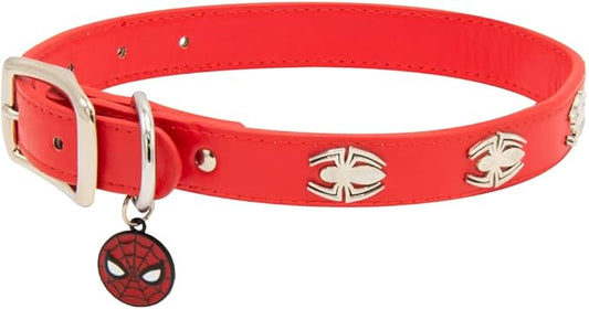 Buckle-Down Dog Collar, Marvel Comics, Spider Man with Spider Charms, Extra Small 6 to 9 Inch Length 0.38 Inches Wide