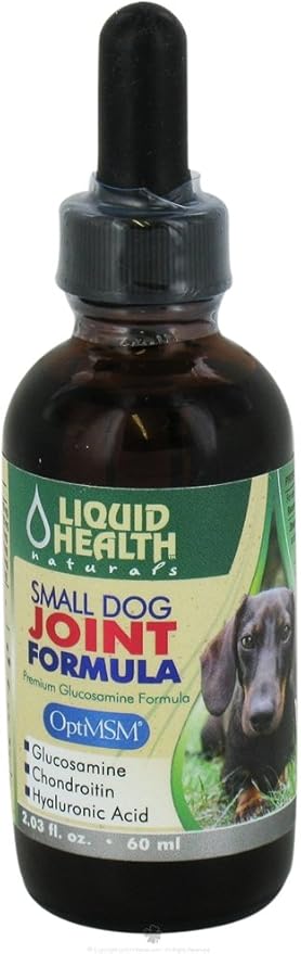 LIQUIDHEALTH 2 Oz Dog Glucosamine Drops Joint Juice, Chondroitin Hip and Joints Relief Vitamin Supplement Formula, Hyaluronic Acid - Small Dogs Canines Puppies