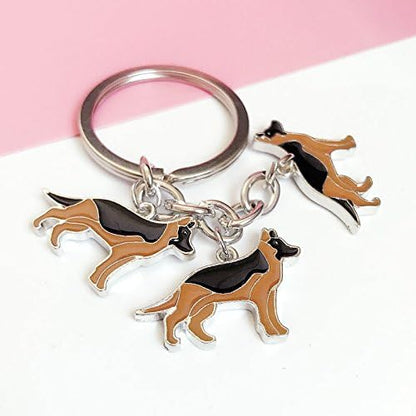 Dog Keychain, Pet Pendant Key-Ring, Cute Puppy ID Tags Metal Key Ring for Dog Lover (German Shepherd Dog)