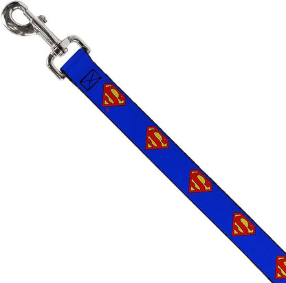 Buckle-Down Dog Leash Superman Shield Blue Available In Different Lengths And Widths For Small Medium Large Dogs and Cats, 6 Feet Long - 1.5" Wide