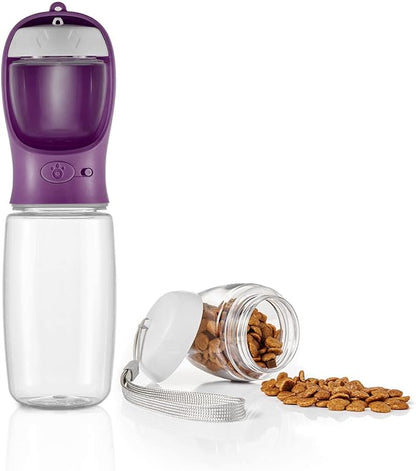 WePet Portable Dog Water Bottle with Food Container, 19 OZ + 6 OZ, Leak Proof Puppy Water Dispenser with Drinking Feeder for Pets Outdoor Walking, Hiking, Travel, Food Grade Plastic