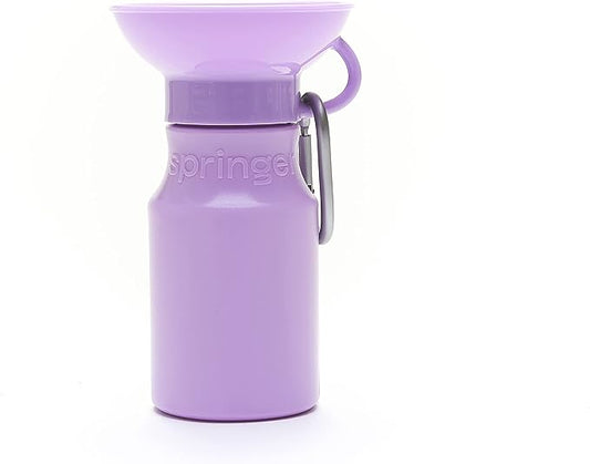 Springer Dog Water Bottle | Portable Travel Water Bottle Dispenser for Dogs - As Seen on Shark Tank | Patented, Leak-Proof Bottles Fill Bowl with Water - Ideal for Walking | BPA-Free 15oz Lilac
