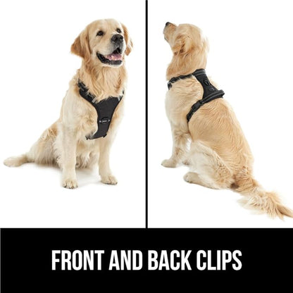 Gorilla Grip No Pull Comfortable Durable Dog Harness with Handle, Pet Leash Clips on Chest or Back for Walking, Padded Mesh Pets Vest, Adjustable Reflective Straps, Puppy Training, Black