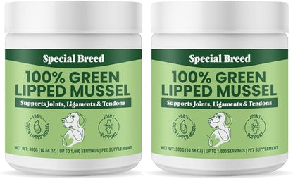 Green Lipped Mussels for Dogs & Cats - Premium Joint Supplement Powder for HIPS, Joints, and Muscles (300 Grams, Up to 1,000 Servings) - 2 Pack