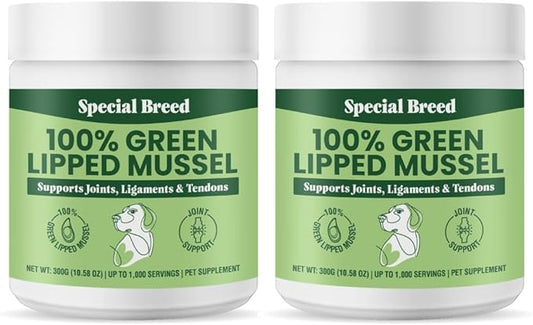 Green Lipped Mussels for Dogs & Cats - Premium Joint Supplement Powder for HIPS, Joints, and Muscles (300 Grams, Up to 1,000 Servings) - 2 Pack