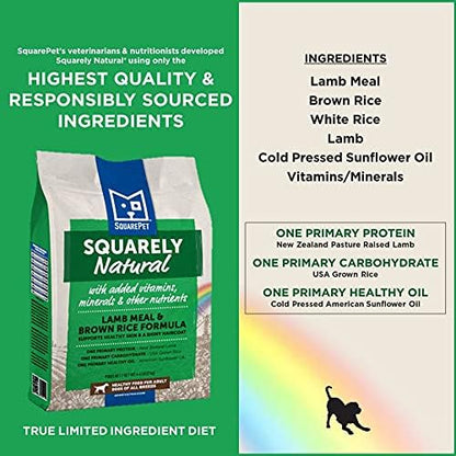 Squarely Natural Lamb Meal & Brown Rice Dry Dog Food 22lb (Green and Tan)