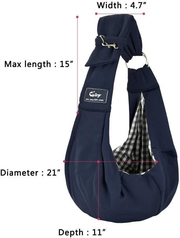 CUBY Dog and Cat Sling Carrier - Hands Free Reversible Pet Papoose Bag - Soft Pouch and Tote Design - Suitable for Puppy, Small Dogs Cats Outdoor (Blue, Adjust strap 1.0)