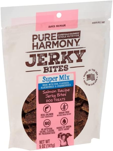 Pure Harmony Grain Free Salmon Recipe Super Mix Jerky Bites Dog Treats, 5 Ounce