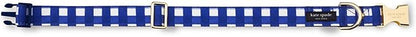 Kate Spade New York Cute Dog Collar, Gold Metal Buckle Dog Collar, 15.5" to 24" Adjustable Dog Collar for Female or Male Dogs, Stylish Dog Collar for Medium and Large Breeds (Navy Gingham)