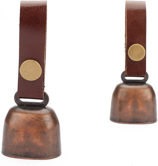 Dog Collar Bell Pet Bells Tracker Noise Maker Anti-theft Bell with Leather Button Strap and Pet Anti- Lost Silver Pendant ID Tags (2Sets)