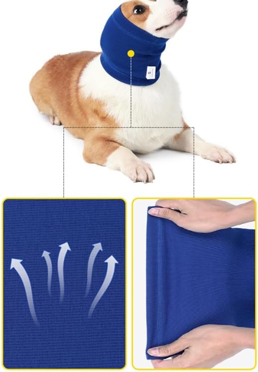 Pack x2 Dog Snood Ear Wraps for Anxiety Relief Ear Protection for Winters Dog Ear Muffs for Noise Protection Dog Calming Ear Cover No Flap Ear Wrap Neck and Ear Warmer Dog Accessories Dog Grooming