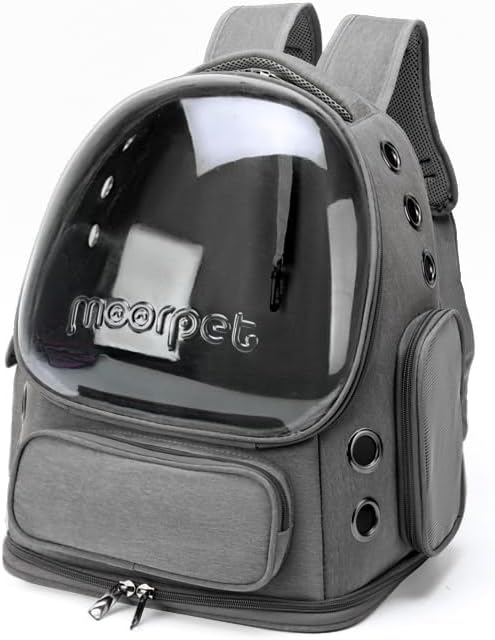 Cat Backpack Carrier, Breathable Cat Carrier Large Space Bubble Pet Backpack for Kitty Small Dog up to 12lbs, Transparent & Foldable Pet Carrier for Travel Hiking