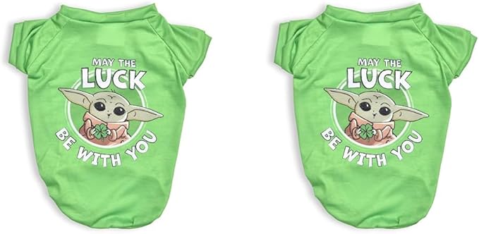 Star Wars for Pets Grogu May The Luck Be with You Dog Tee for St. Patrick’s Day | Size Large | Star Wars Dog Clothing and Apparel, Cute Dog Clothes, Green (FF20332) (Pack of 2)