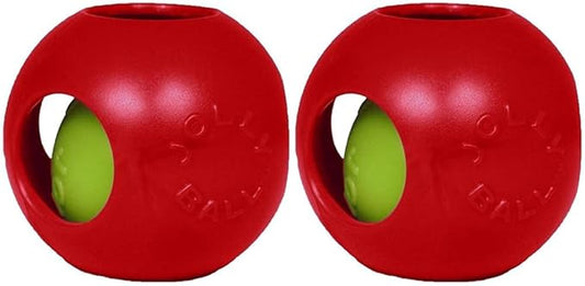Jolly Pets Teaser Ball Dog Toy, Large/8 Inches, Red (Pack of 2)