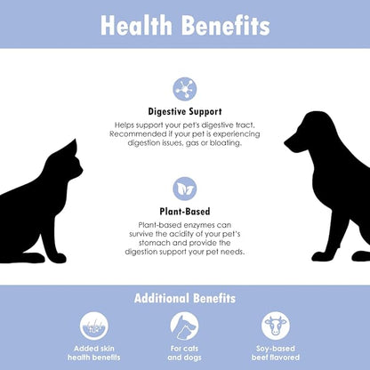 PHS Syner-G Digestive Enzymes Supplement for Dogs and Cats - Enzymes Alpha-Amylase, Lipase, Cellulase, and Protease - Digestion Support, Absorption of Nutrients, Skin Health - Made in USA - 454 grams