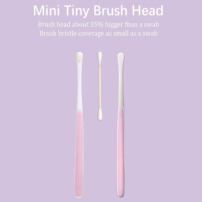 JGocot Small Dog Toothbrush,|Micro Brush Head|Nano Bristle|Soft Pet Toothbrush for Sensitive Gum&Teeth, Dog Teeth Cleaning Kit for Puppy, Kitten, Cats&Miniature Toy Size Dogs-Pink&Purple
