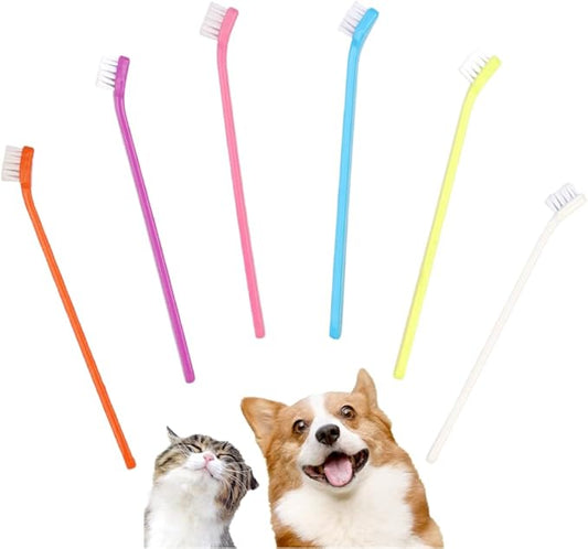 6 PCS Pet Dog Toothbrush Universal Cat Toothbrush Long Handle Pet Toothbrush for Small to Large Dogs, Cats, and Most Pets, Independent Packaging