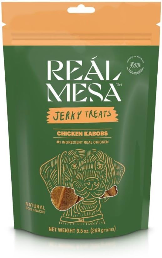 Real Mesa Chicken Kabob Treats for Dogs - Dog Jerky - All-Natural, High-Protein Chicken Dog Treats - Delicious & Healthy Dog Chicken Jerky Snacks (9.5oz)