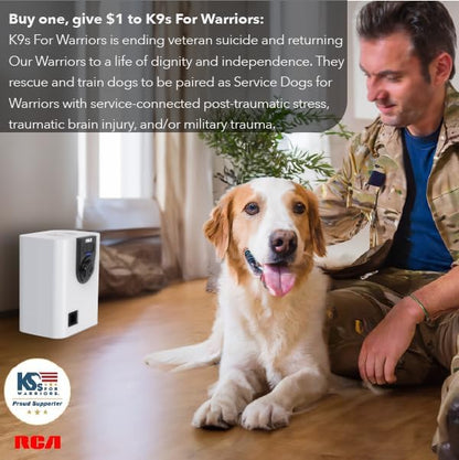 RCA Dog & Cat Smart Camera Treat Dispenser, WiFi-Enabled, 1080p HD Camera, Two-Way Audio, App Control, Compatible with Alexa & Google Assistant – for Small Treats & Kibble