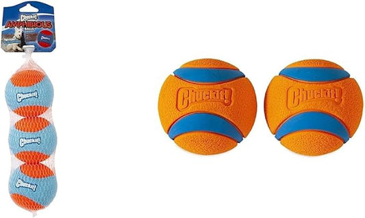 Chuckit! Amphibious Fetch Balls (Set of 3) Ultra Ball Dog Toy, Medium (2.5 Inch Diameter) Pack of 2