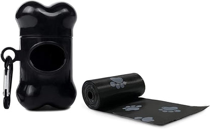 Dog Poop Bags Dispenser with Carabiner Clip, Doggy Poop Bag Holders for Leashes Include 1 Roll (15 Bags) Leak-Proof Large Lavender Scented Doggie Pet Waste Bags, Eco-Friendly Dog Accessories, Black