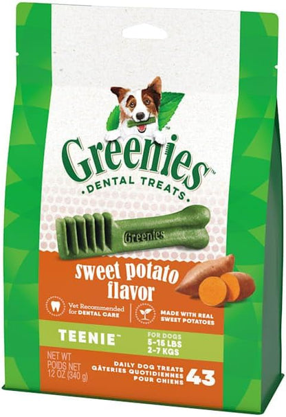 Greenies Teenie Natural Sweet Potato Flavor Dental Dog Treats, 12 oz., Count of 43