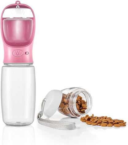 WePet Portable Dog Water Bottle with Food Container, 19 OZ + 6 OZ, Leak Proof Puppy Water Dispenser with Drinking Feeder for Pets Outdoor Walking, Hiking, Travel, Food Grade Plastic