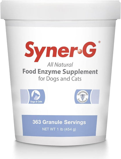 PHS Syner-G Digestive Enzymes Supplement for Dogs and Cats - Enzymes Alpha-Amylase, Lipase, Cellulase, and Protease - Digestion Support, Absorption of Nutrients, Skin Health - Made in USA - 454 grams