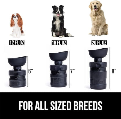 Gorilla Grip No Spill Portable Dog Water Bottle with Built in Bowl, Food Grade Silicone Leak Proof Pets Travel Drink Dispenser, Puppy Walk Training, Pet Hiking Essentials, Trip Accessories, Black