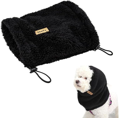 Adjustable Dog Noise Cancelling Ear Muffs Noise Protection - No Flap Ear Wraps for Dogs - Snoods Dog Headband Ear Covers for Anxiety Relief, Thunderstorms, Fireworks & Grooming (Black, Large)