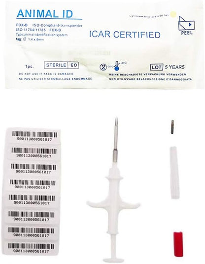Smoostart 20 Pack 1.25x7mm Universal Standard Pet Microchip, ISO11784/ISO11785/FDX-B Pet ID Tags, 15 Bit Microchip Dog for Animal/Pet/Dog/Cat/Pig