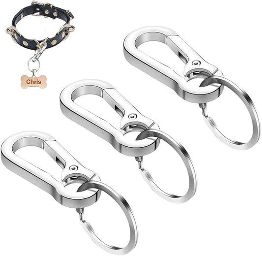 3PCS Dog Tag Clip, Ring Pet Tag Clip for Collar Personalized Dog Name Tag Heavy Duty Quick Clip Dog Tags Dog ID Tag Clip for Cat Dog Harnesses Collar Accessories