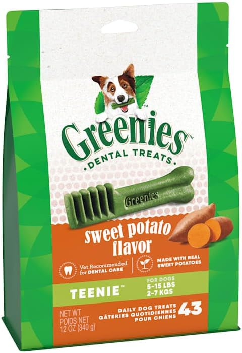 Greenies Teenie Natural Sweet Potato Flavor Dental Dog Treats, 12 oz., Count of 43