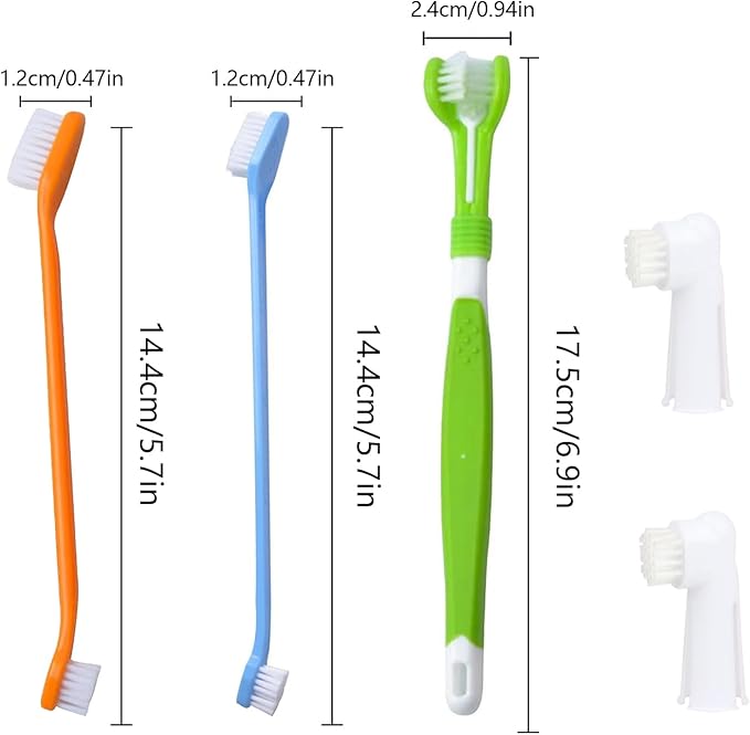 5PCS Dog Toothbrush Kit Cat Toothbrush Finger Toothbrushes Triple Head Dog Toothbrushes for Dogs, Cleaning Pet Brushes for Puppy Dogs Cat Dental Care