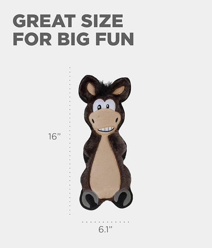 Outward Hound Floppyz Donkey Squeaky Dog Toy, Brown, Medium