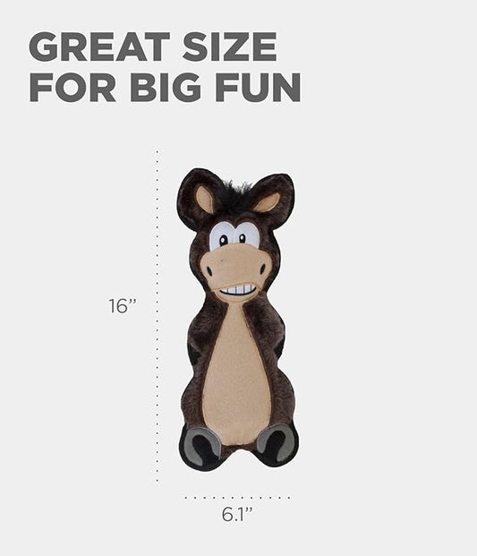 Outward Hound Floppyz Donkey Squeaky Dog Toy, Brown, Medium
