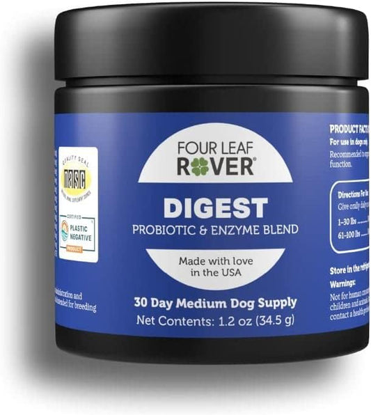 Digest - Digestive Enzymes with Probiotics for Dogs - 15 to 45 Day Supply, Depending on Dog’s Weight - Daily Gut and Immune Support - Vet Formulated - Easy to Mix