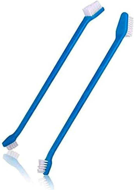 Dog Toothbrush Set, Professional Dog and Cat Grooming Supplies, Best Soft Bristle Toothbrush, Pack of 2 Double Sided Toothbrushes for Large and Small Dog Teeth