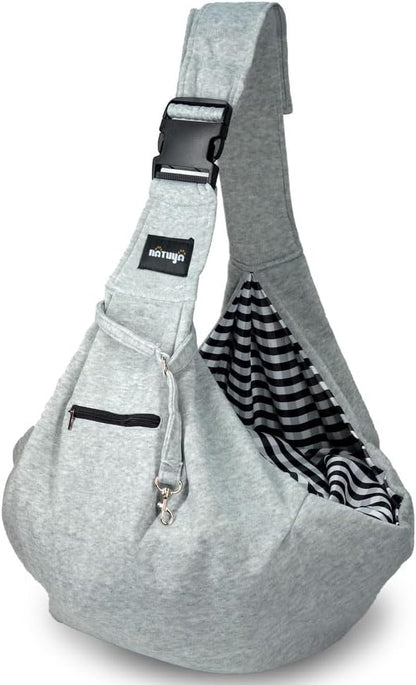 NATUYA Small Dog Carrier Sling Cat Sling,Adjustable Strap Hand Free Pet Puppy for Outdoor Traveling Subway (gray, Snap)