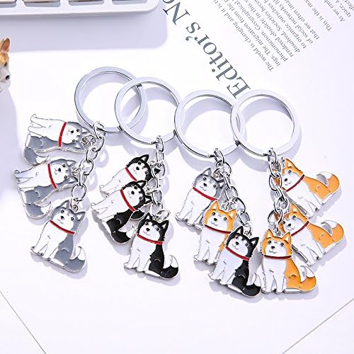 Dog Keychain, Pet Pendant Key-Ring, Cute Puppy ID Tags Metal Key Ring for Dog Lover (Alaskan Malamute Grey)