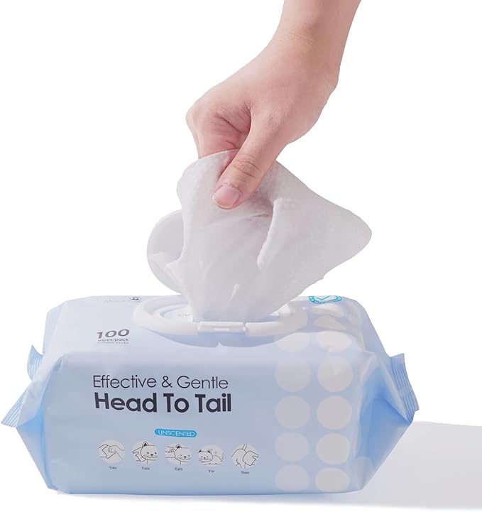 Mooncat Unscented Cat&Dog Wipes | Plant-Based Cat&Dog Grooming Supplies From Eye to Paw | Thick&Moist Cat&Dog Ear&Butt Cleaner | Allergy Relief | Deodorizing Dog Shampoo for Grooming Bath | 400 Counts