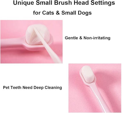 Small Dog Toothbrush, Extra Soft Cat Toothbrush Dental, Easy Teeth Cleaning Head, Pet Deep Clean Dense Brush, Safe and Effective Oral Care, Brush Away Bad Breath, Easy to Handle, 3 Pack