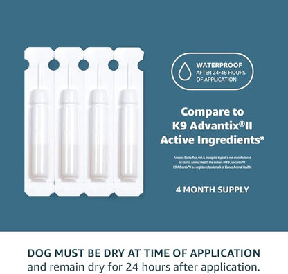 Amazon Basics Flea, Tick & Mosquito Topical for X-Large Dog (over 55 pounds), 4 Count